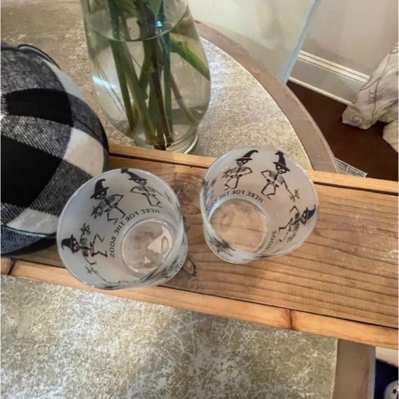 ALBERTO CULVER HALLOWEEN SKELETON OLD FASHION BAR DRINK GLASSES - Picture 4 of 6